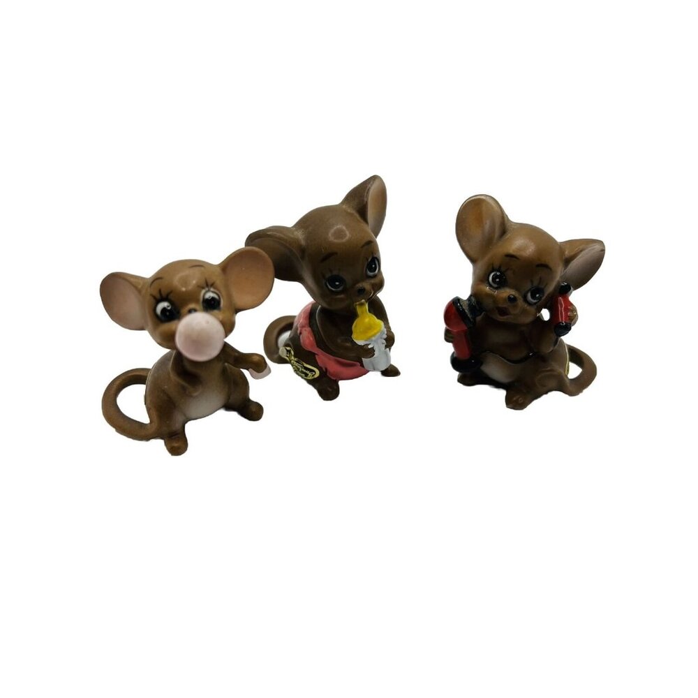 3 Josef Originals Bubbles Mice with original stickers Vintage Set